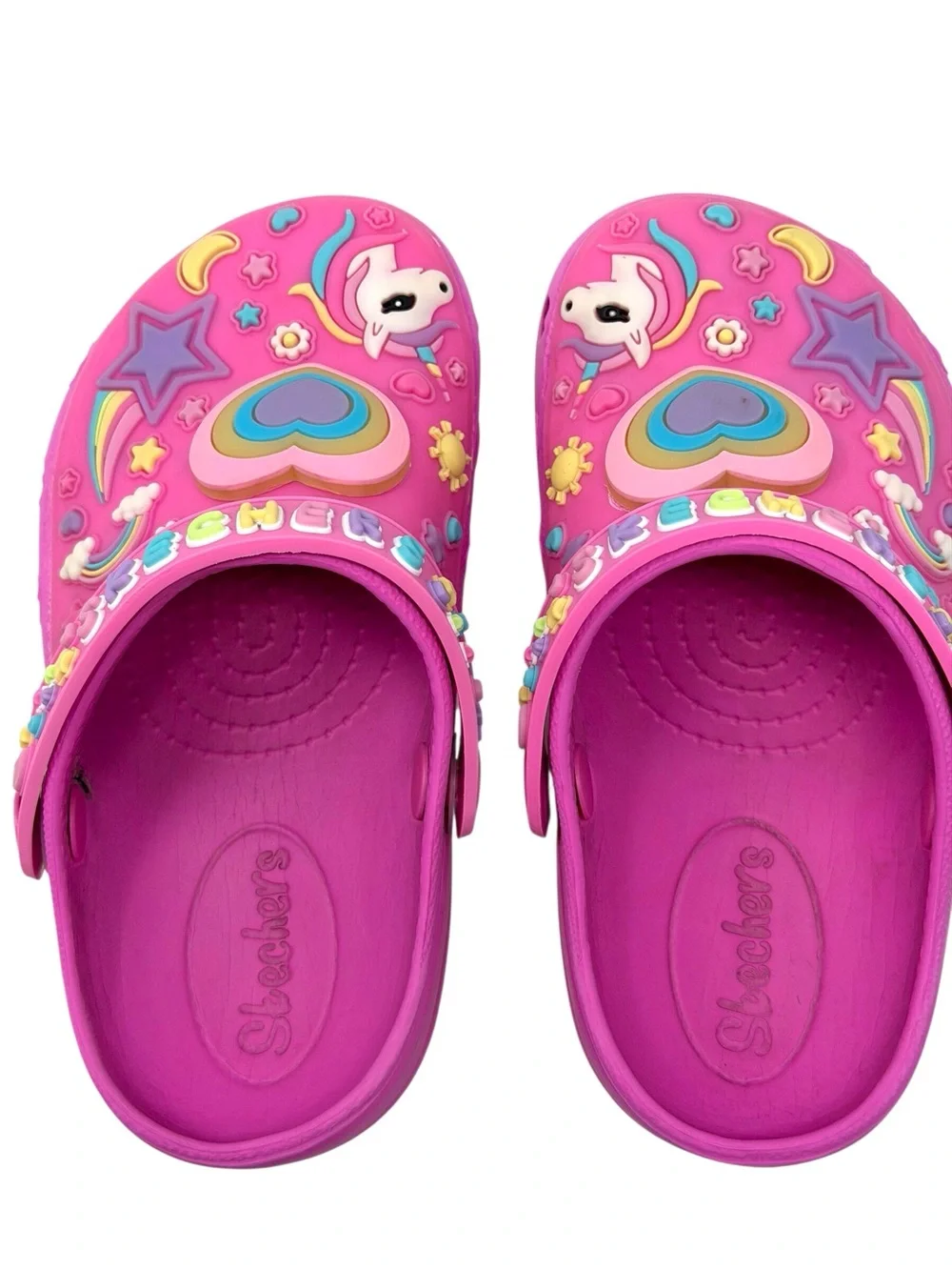 Skechers Pink Unicorn Rainbow Light Up clog style Play Shoes Girls Size 9/10